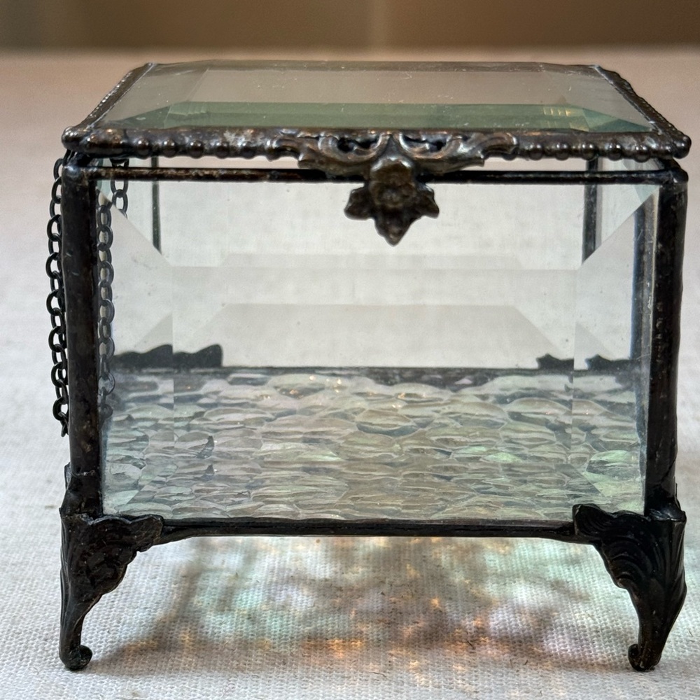 Clear Beveled Glass Jewelry Box by J Devlin